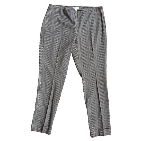 2/$18 SALE! J Jill Pull‎ On Pants Womens 6 Stretch Black White Checkered Preppy - Picture 1 of 9
